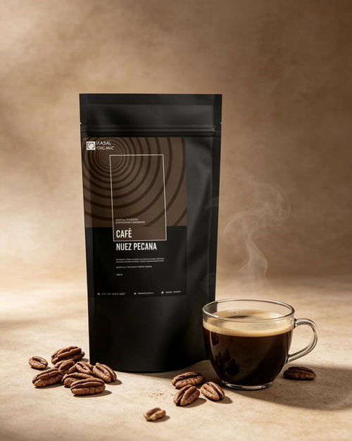 Café orgánico mezclado con nuez pecana.