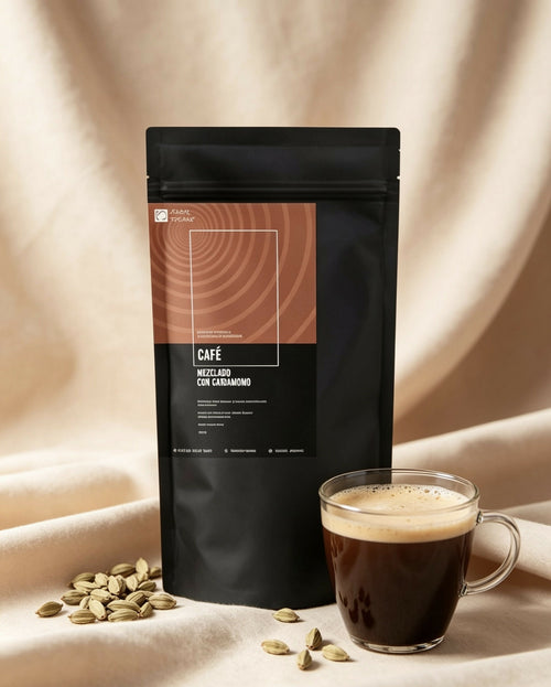 Organic coffee blended with cardamom