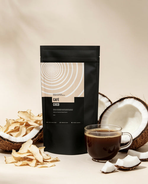 Café orgánico mezclado con coco.