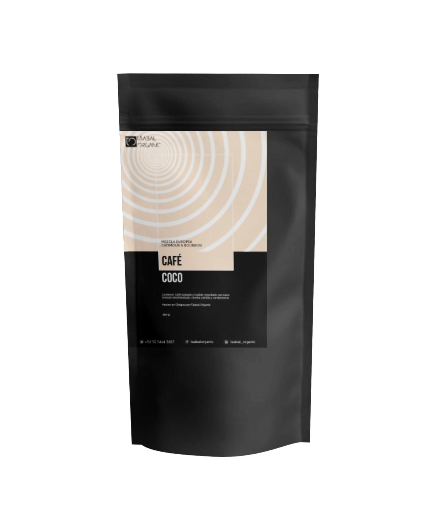 Café orgánico mezclado con coco.