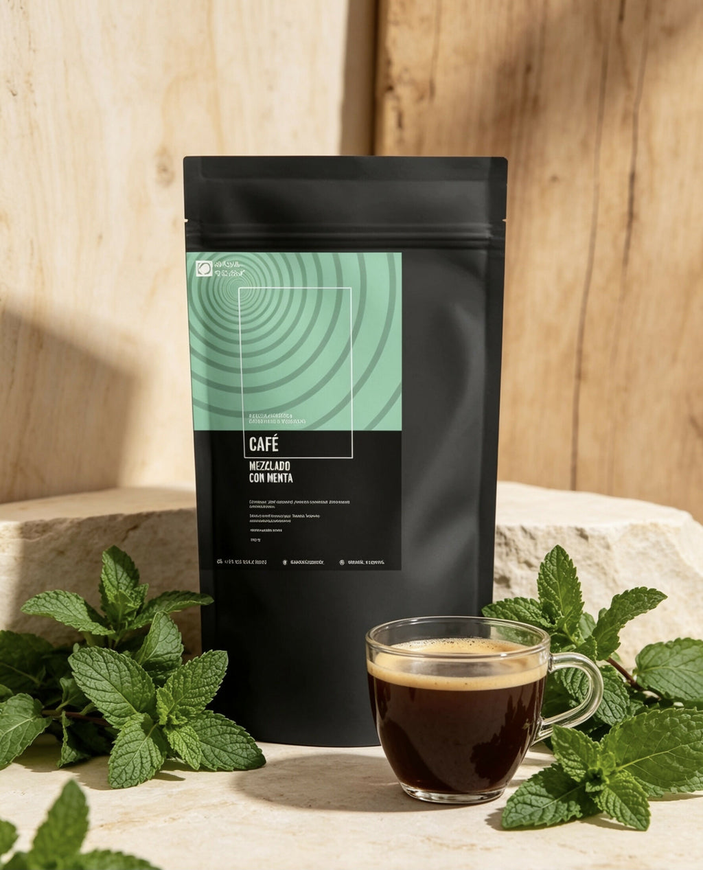 Organic coffee blended with mint